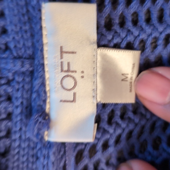 Loft| Blue Long Sleeved Light Knit Cardigan Cotton - Picture 10 of 12